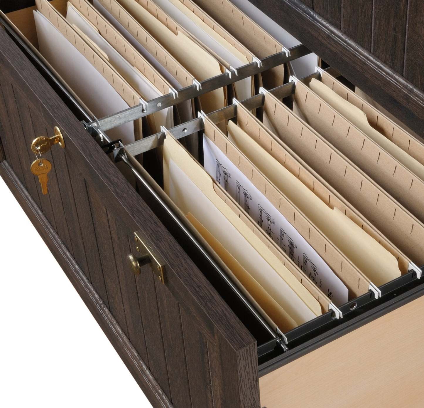 Classeur latéral Retta de 33,39 po à 2 tiroirs - chêne café