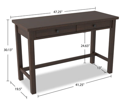 Bureau Camiburg 47.25 avec 2 tiroirs - Marron|Bureau Camiburg de 47,25 po àc 2 tiroirs - brun