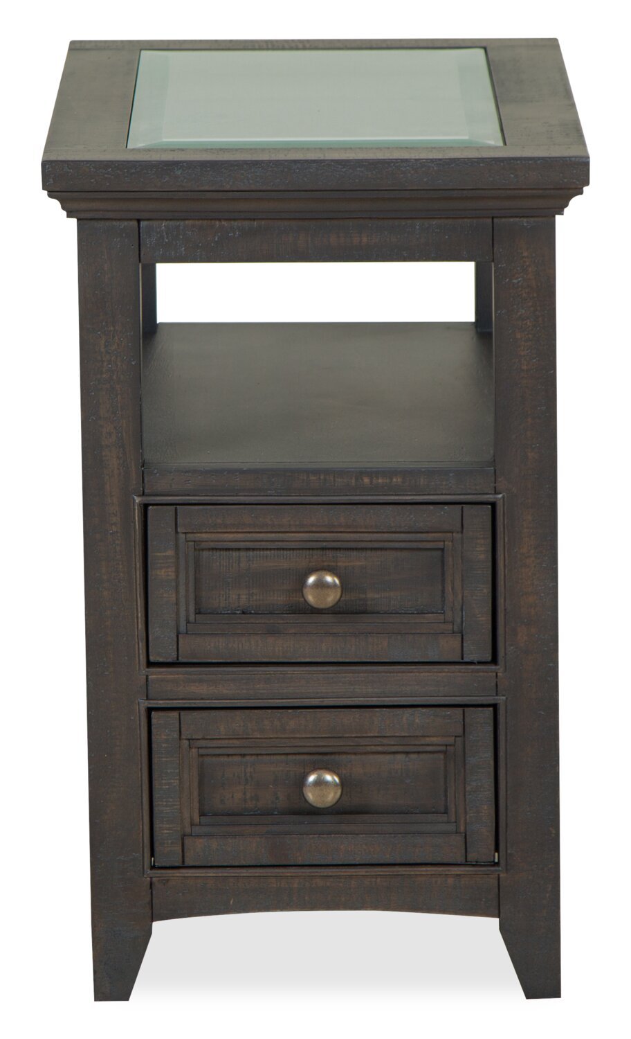 Table de fauteuil traditionnelle Hanson de 15 po en pin avec rangement - graphite