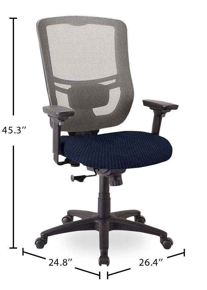 Chaise de bureau Dante de Tempur-Pedic de 26,4 po - bleue marine avec dossier à mailles