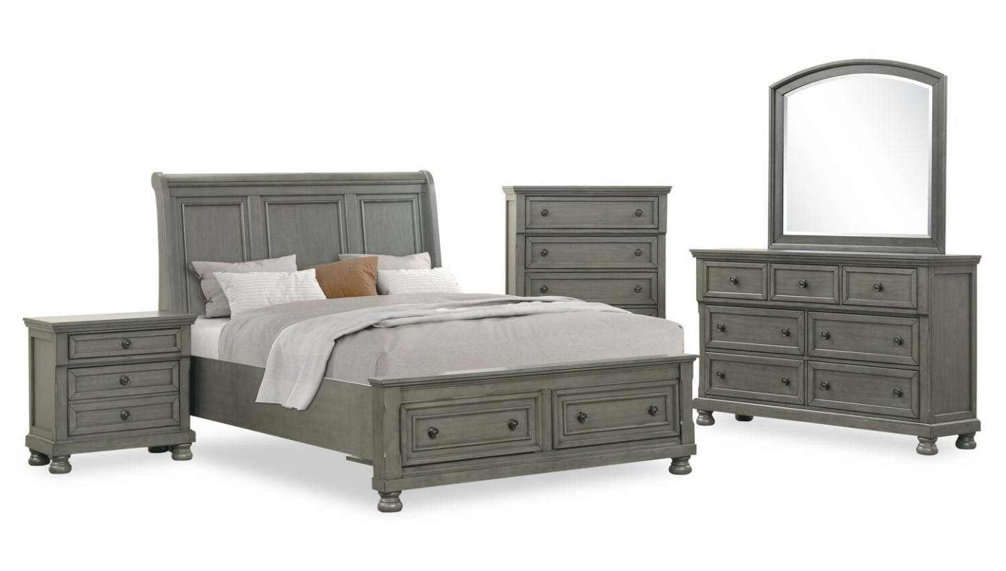 Table de nuit Chelsea à 3 tiroirs, 28 L x 28 H - Gris | Table de nuit Chelsea de 28 po (L) x 28 po (H) à 3 tiroirs - grise