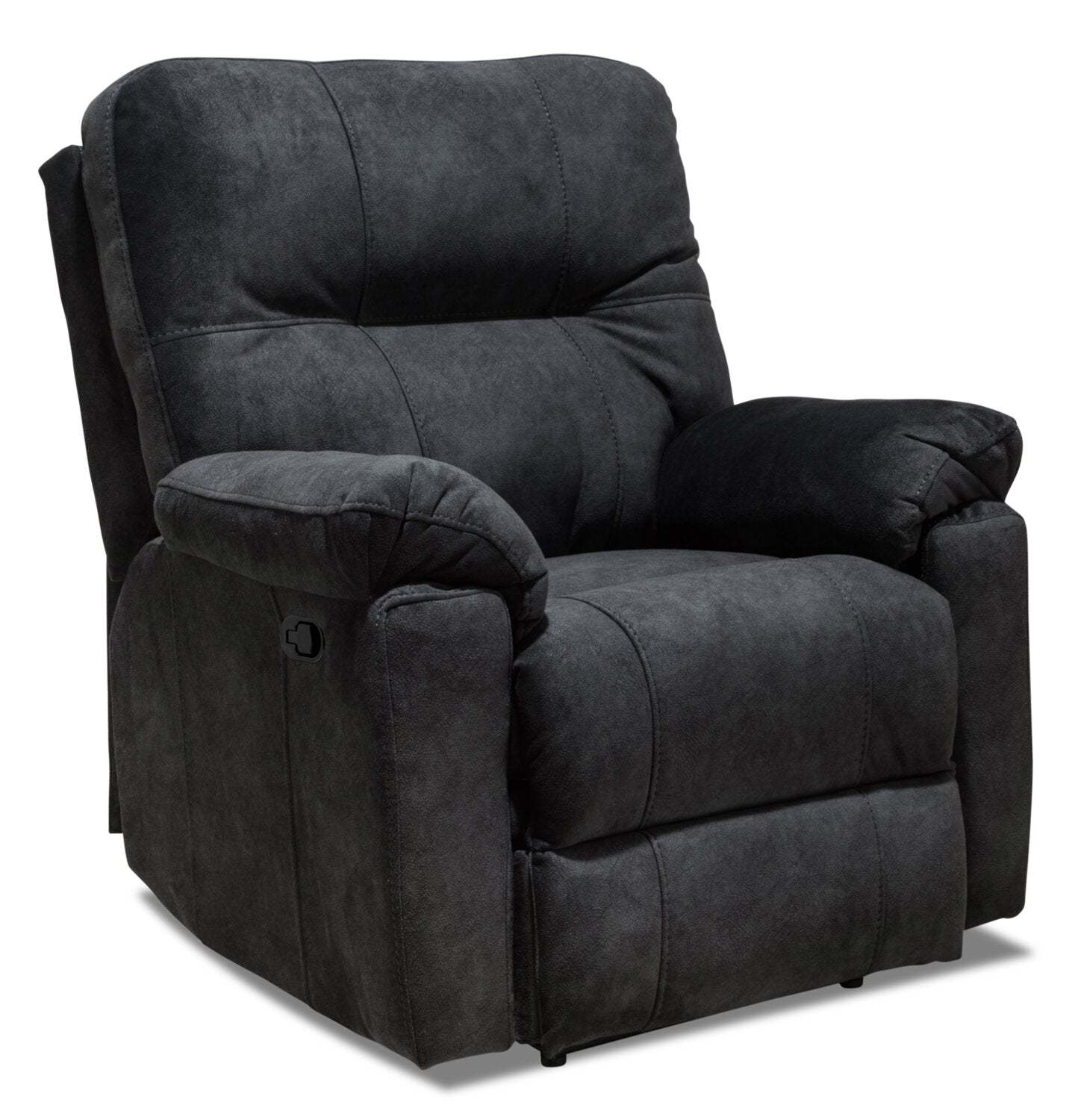 Fabriqué au Canada Fauteuil inclinable coulissant en tissu Gybson 38 - Gris graphite | Fauteuil coulissant inclinable Gybson de 38 po fabriqué au Canada en tissu - gris graphite