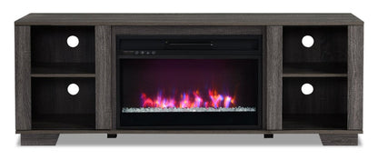 Antoni 62 Modern Electric Fireplace TV Stand with Storage and Cable Management for TVs up to 70- Grey|Meuble pour téléviseur moderne Antoni de 62 po avec foyer électrique, rangement et système de gestion des câbles pour téléviseurs jusqu’à 70 po - gris
