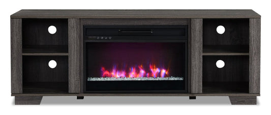 Antoni 62 Modern Electric Fireplace TV Stand with Storage and Cable Management for TVs up to 70- Grey|Meuble pour téléviseur moderne Antoni de 62 po avec foyer électrique, rangement et système de gestion des câbles pour téléviseurs jusqu’à 70 po - gris