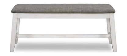 Banc de salle à manger Echo avec tissu d'apparence lin, Bois, 47,24 W - Blanc/Gris | Banc de salle à manger Echo de 47,24 po (L) en bois avec tissu d'apparence lin - gris et blanc