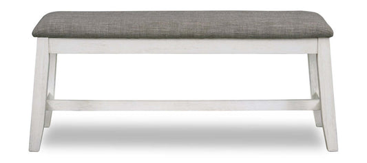 Banc de salle à manger Echo avec tissu d'apparence lin, Bois, 47,24 W - Blanc/Gris | Banc de salle à manger Echo de 47,24 po (L) en bois avec tissu d'apparence lin - gris et blanc