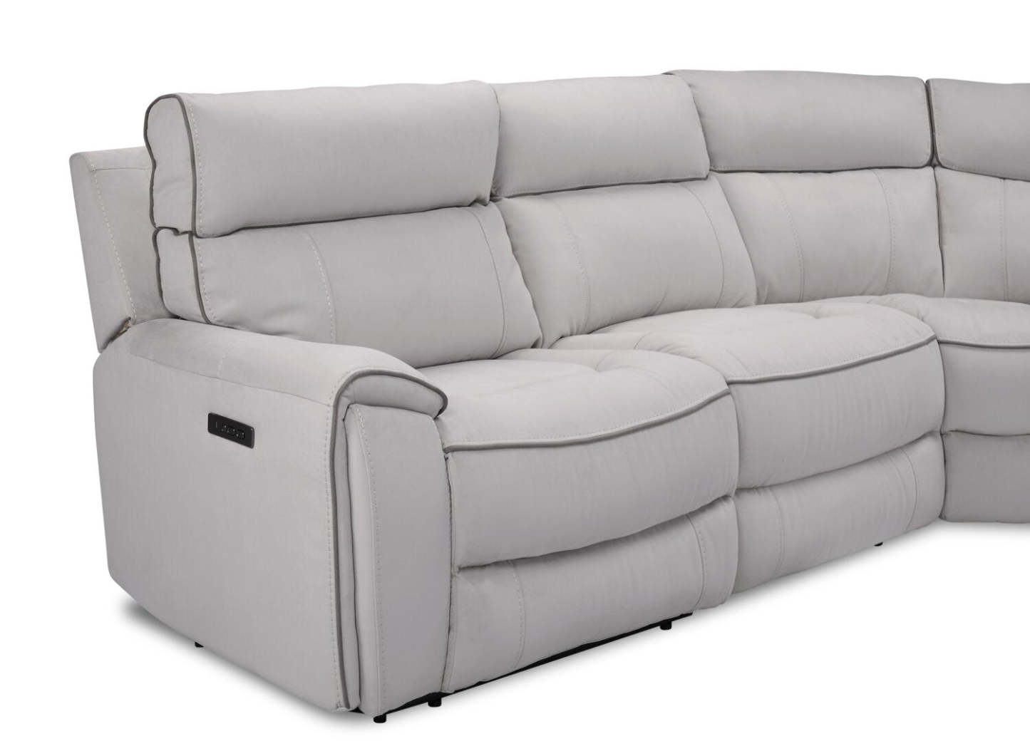 Canapé sectionnel de droite à inclinaison électrique Newport de Cindy Crawford Home 6 pièces en suédine - gris