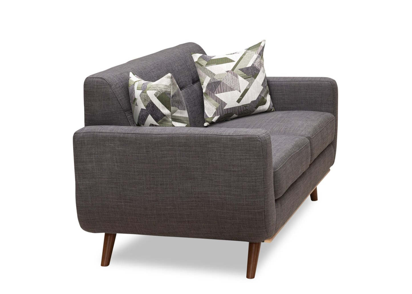 Kort & Co. Freeman 63 tissu d’apparence lin causeuse avec pattes en bois et coussins de dossier capitonnés - gris anthracite