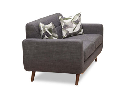 Kort & Co. Freeman 63 tissu d’apparence lin causeuse avec pattes en bois et coussins de dossier capitonnés - gris anthracite