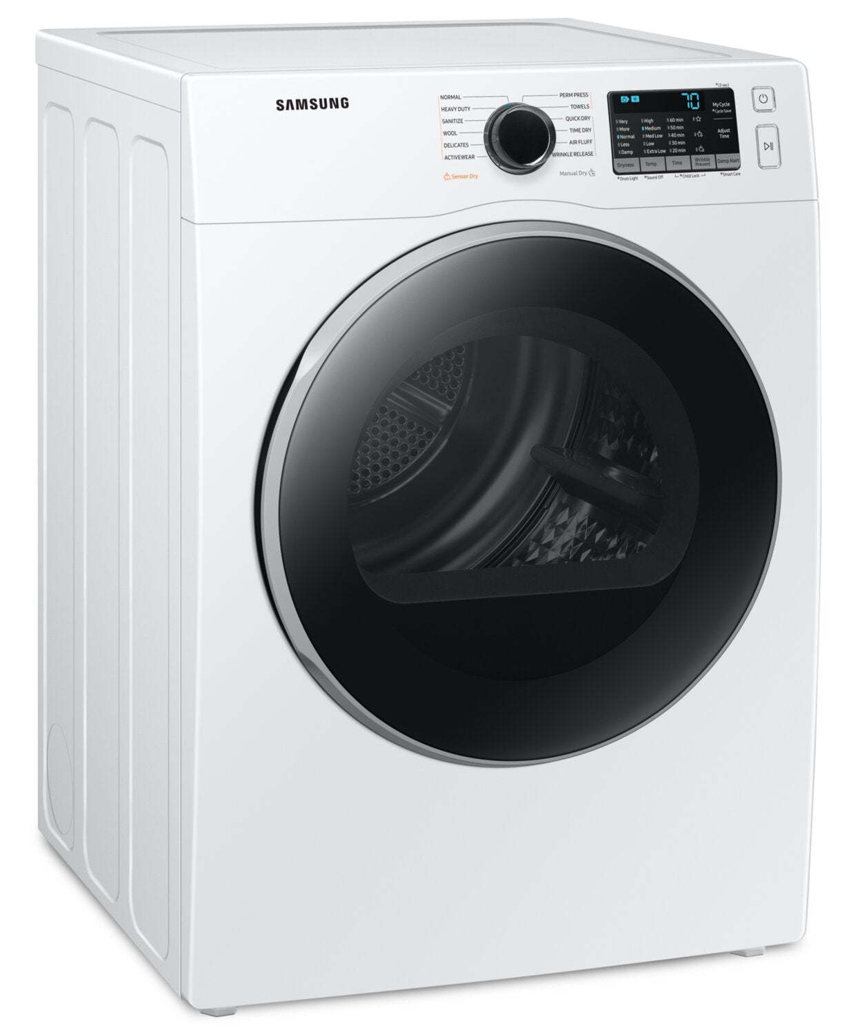 Sécheuse électrique Samsung de 24 po et de 4 pi³ - blanche - superposable - DV25B6800EW/AC | Samsung 24 4 Cu. Fort. Sécheuse électrique, blanche, empilable, DV25B6800EW/AC