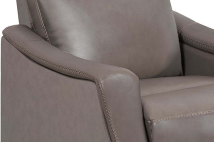 Fauteuil à inclinaison par poussée Natalie de 32,5 po en cuir véritable de qualité supérieure avec pattes en bois - gris