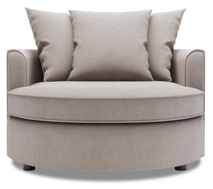 Fauteuil d’appoint enveloppant Sofa Lab personnalisable de 48 po fabriqué au Canada en tissu d’apparence lin - gris Pax Slate | CUDD3049