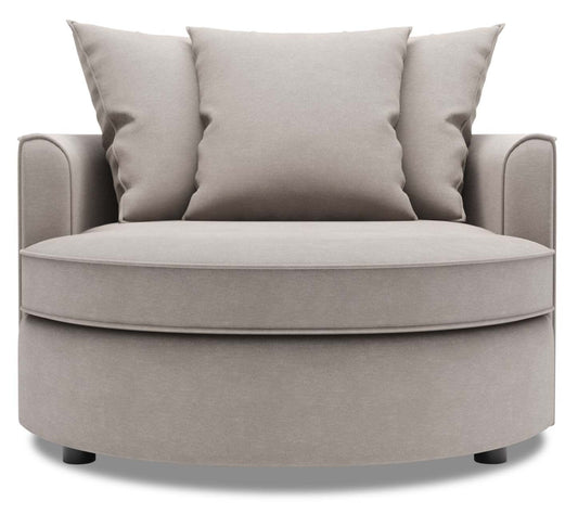 Fauteuil d’appoint enveloppant Sofa Lab personnalisable de 48 po fabriqué au Canada en tissu d’apparence lin - gris Pax Slate | CUDD3049
