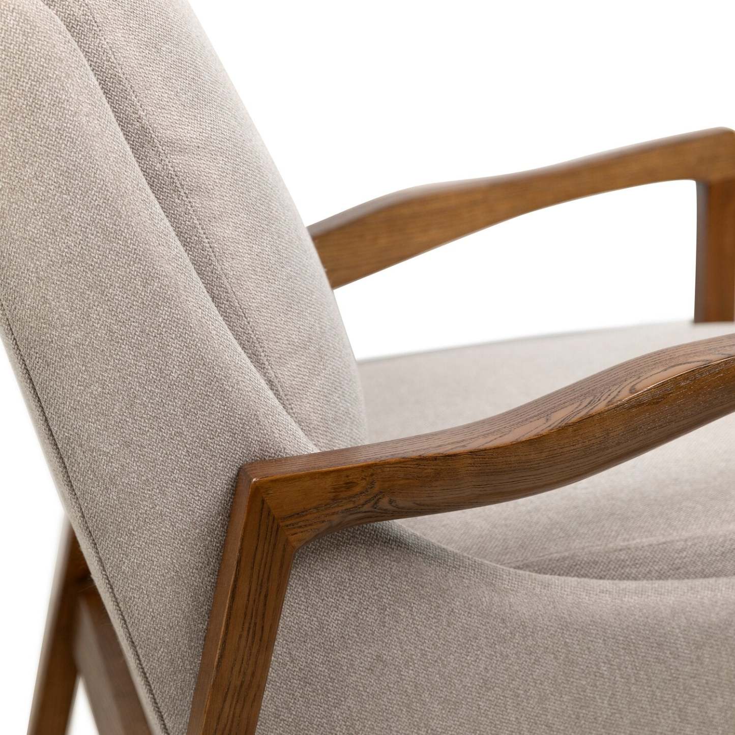 Echo 27,95 Chaise d'appoint en tissu avec accoudoirs et pieds en bois - Beige | Fauteuil d'appoint Echo 27,95 po en tissu avec accoudoirs et pattes en bois - beige