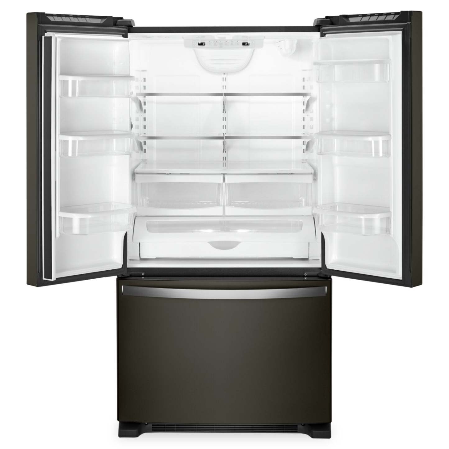 Réfrigérateur Whirlpool de 33 22 pi³ à congélateur inférieur - acier inoxydable noir - WRFF5333PV | Tourbillon 33 22 Cu. Fort. Réfrigérateur à congélateur inférieur - Inox noir - WRFF…