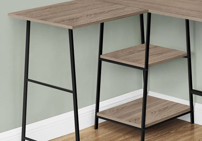 Bureau en forme de L Keenan 47,25 avec étagères ouvertes - Taupe|Bureau en forme de L Keenan de 47,25 po à tablettes ouvertes - taupe