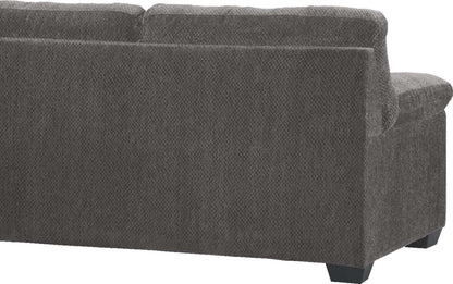 Sofa sectionnel de droite Morty 2 pièces fabriqué au Canada en tissu de chenille avec sofa et coussins décoratifs - gris