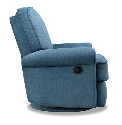 Fauteuil pivotant, coulissant et inclinable Bevin de 34,4 po en tissu de chenille - bleu