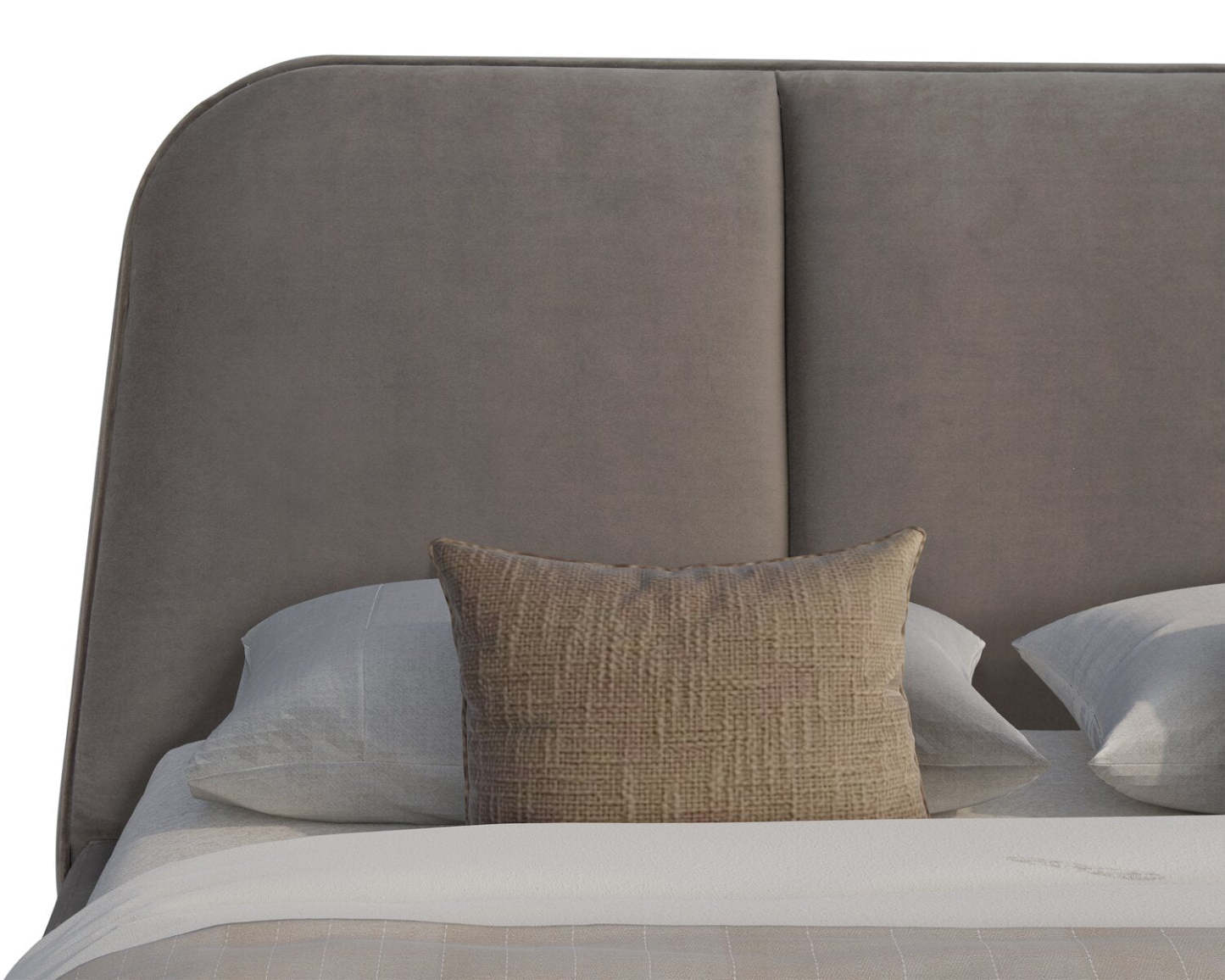 Lit plateforme rembourré Mave en tissu de velours gris - format grand lit | Lit plateforme rembourré Mave en tissu velours gris - Grand lit