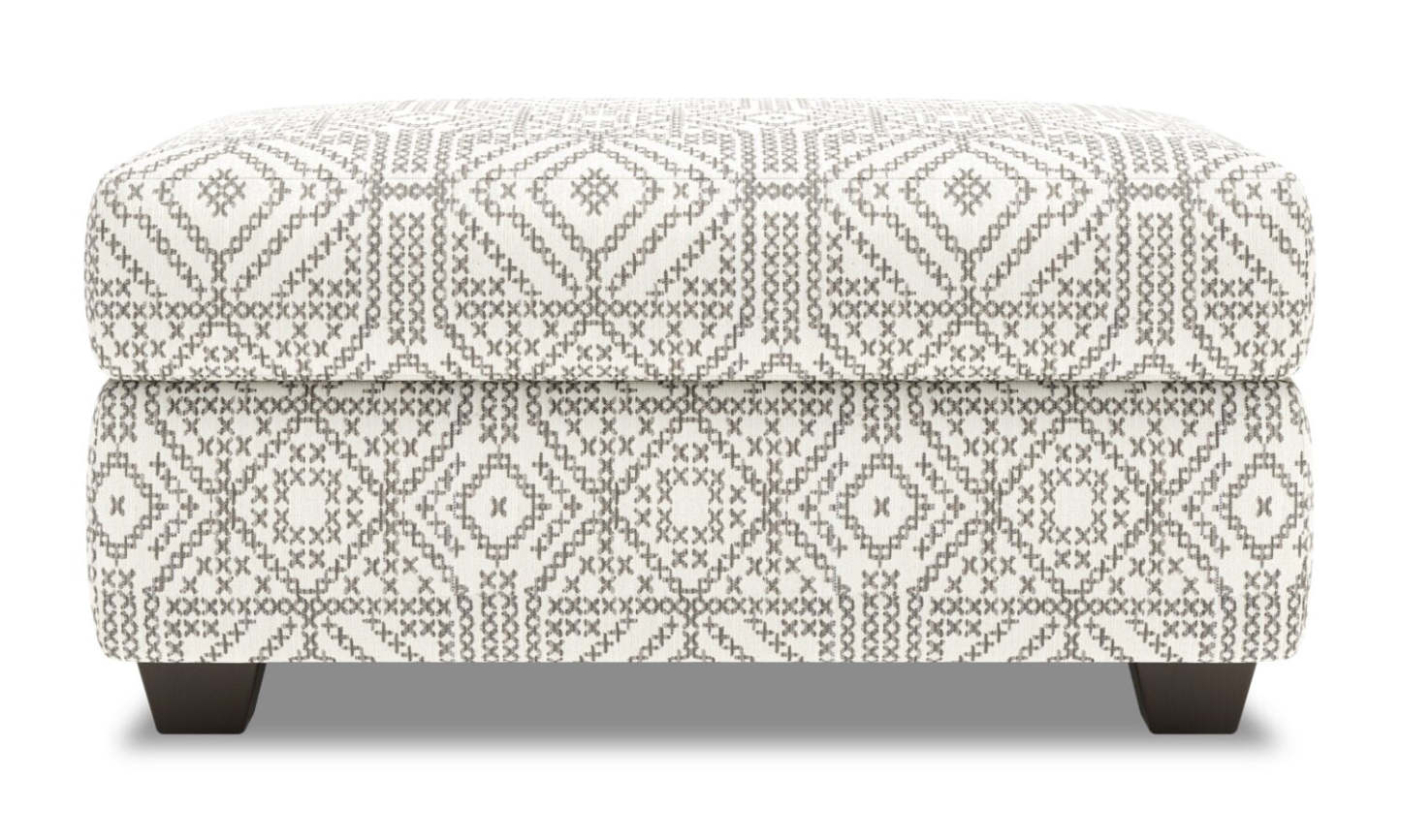 Fabriqué au Canada Pouf de rangement personnalisable The Trunk 39 en tissu - Greystone multicolore | Pouf de rangement The Trunk de Sofa Lab de 39 po fabriqué au Canada en tissu - Greystone multicolore | TRUN1155