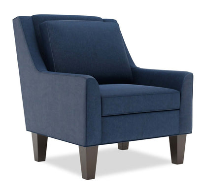 Fauteuil d'appoint club Sofa Lab de 29 po fabriqué au Canada en tissu d'apparence lin avec pattes en bois - bleu Pax Navy | CLUB3149