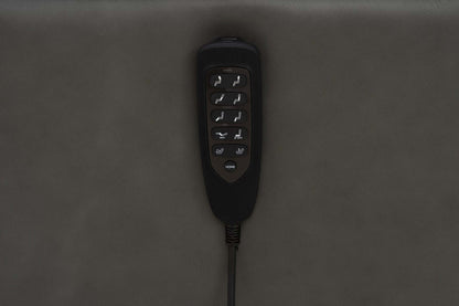 Fauteuil de massage à inclinaison électrique Serene de 31 po en cuir avec véritables appuie-tête électrique et siège chauffant - gris