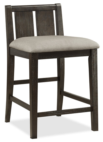 Lane 3pc Counter-Height Dining Set with Table & 2 Chairs, Built-in Shelves & USB, 36.5W - Brown | Ensemble de salle à manger Lane 3 pièces de hauteur comptoir avec table de 36,5 po (L), tablettes et port USB intégrées, et 2 chaises - brun