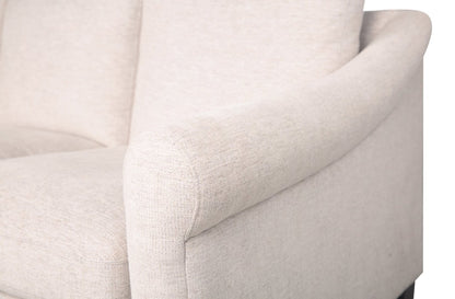 Causeuse Mallie de 60 po en tissu de chenille avec accoudoirs enroulés et pattes en bois - blanc coquillage