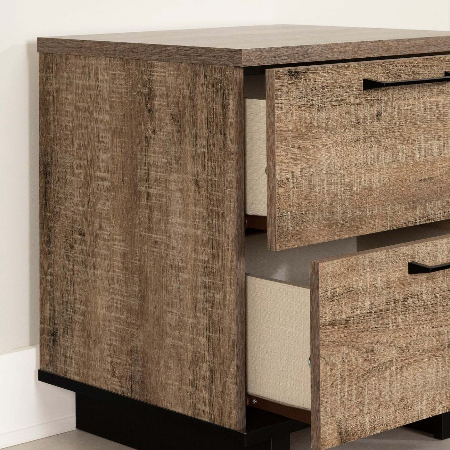 Table de chevet Everley à 2 tiroirs avec ports USB, 19,5 L x 22,5 - Marron | Table de nuit Everley de 19,5 po (L) x 22,5 po à 2 tiroirs avec ports USB - brune