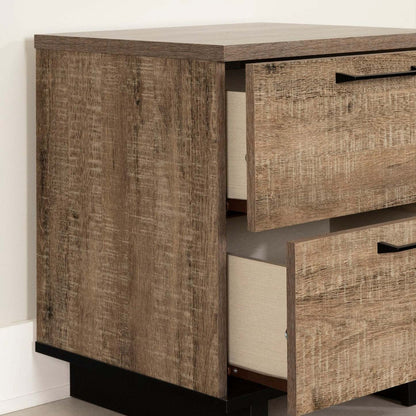 Table de chevet Everley à 2 tiroirs avec ports USB, 19,5 L x 22,5 - Marron | Table de nuit Everley de 19,5 po (L) x 22,5 po à 2 tiroirs avec ports USB - brune