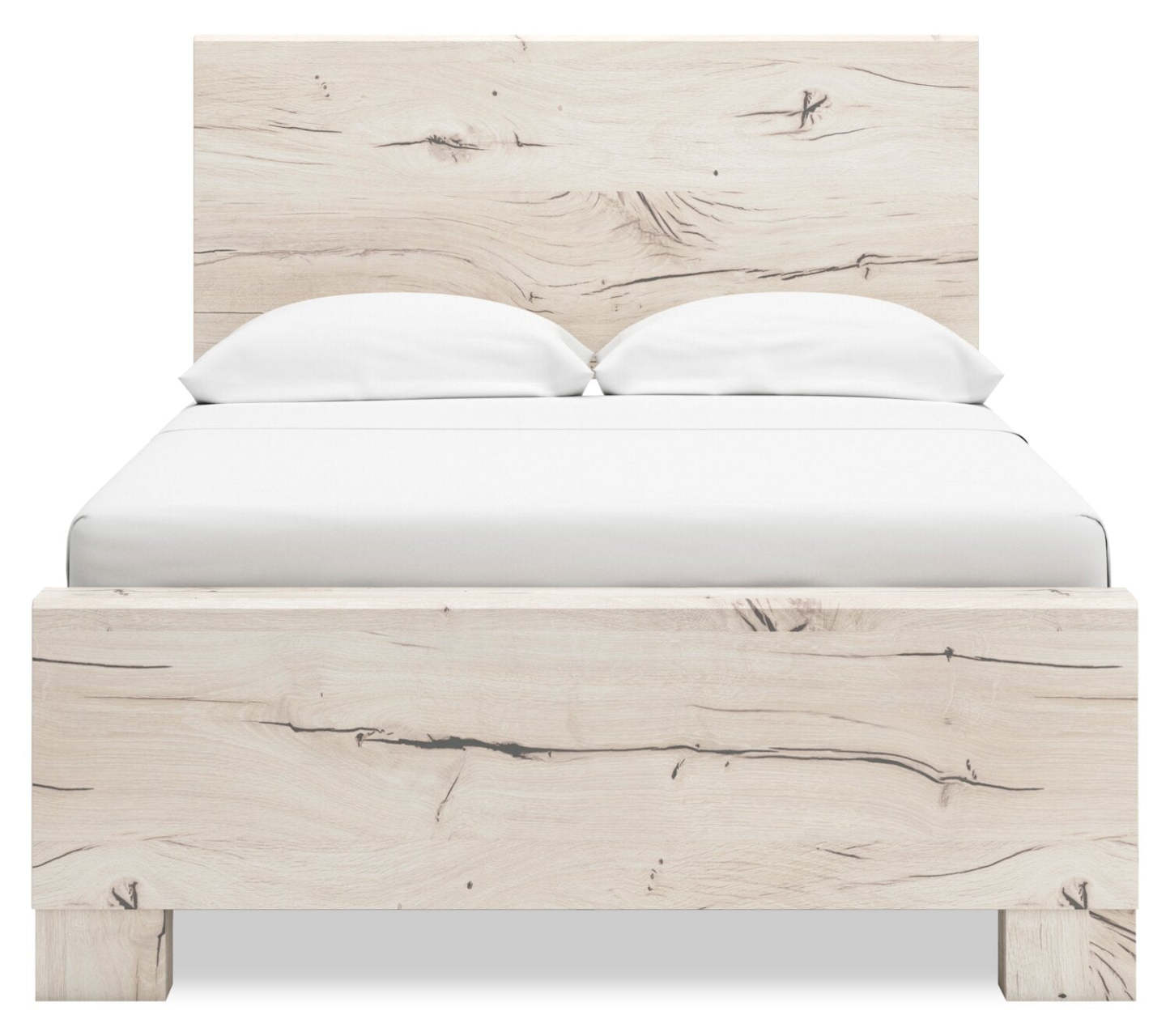 Lit à panneaux Derekson avec tête de lit et cadre, blanc rustique - Pleine grandeur | Lit à panneaux Derekson avec tête de lit et cadre de lit, blanc rustique - format lit double