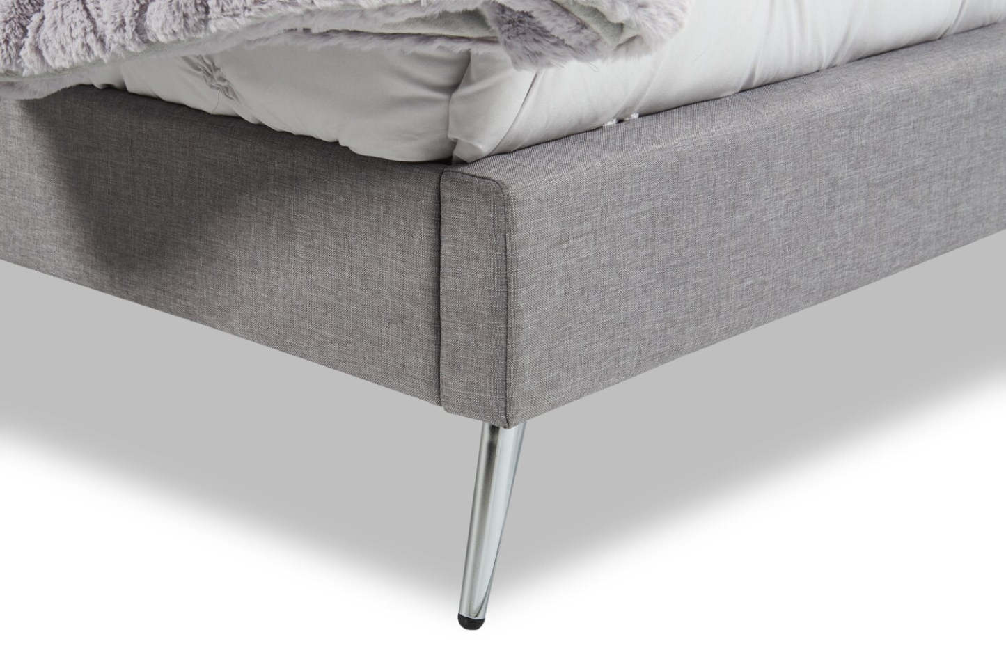 Lit à oreilles rembourré Beau en tissu gris, capitonné - King Size | Lit rembourré à oreilles Beau en tissu gris capitonné - format très grand lit