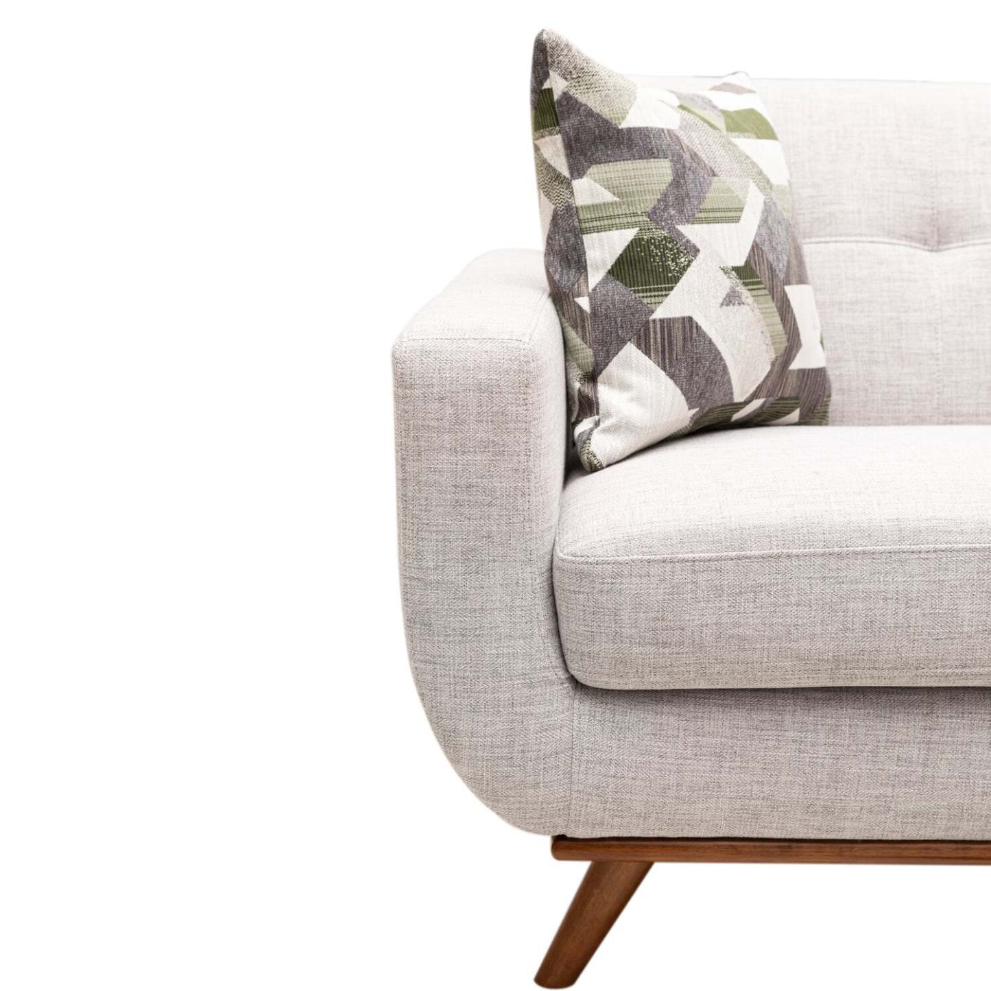 Kort & Co. Freeman 80” Linen-Look Fabric Condo Size Sofa with Wood Legs - Dove White | Sofa Freeman de Kort & Co. de 80 po de format condo en tissu d’apparence lin avec base et pattes en bois - blanc colombe