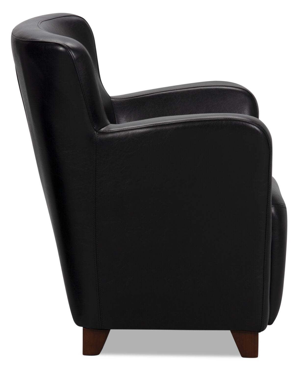 Zello 29.92 Chaise d'appoint en similicuir avec pieds en bois - Noir | Fauteuil d'appoint Zello de 29,92 po en similicuir avec pattes en bois - noir