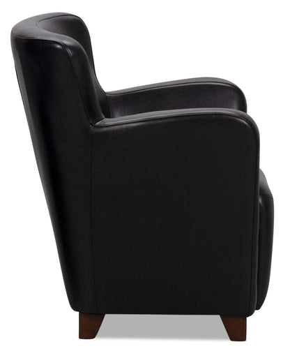 Zello 29.92 Chaise d'appoint en similicuir avec pieds en bois - Noir | Fauteuil d'appoint Zello de 29,92 po en similicuir avec pattes en bois - noir