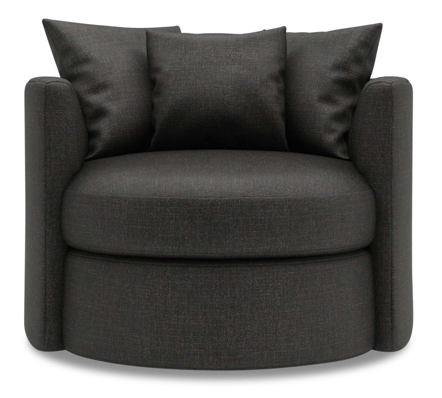 Fauteuil d’appoint pivotant Nest de Sofa Lab de 41 po fabriqué au Canada en tissu d’apparence lin - gris Luna Kohl | NEST2691