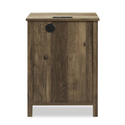 Table de nuit Theo à 1 tiroir avec armoire de rangement, 18 L x 25,75 H - Marron | Table de nuit Theo de 18 po (l) x 25,75 po (H) à 1 tiroir avec armoire de rangement - marron