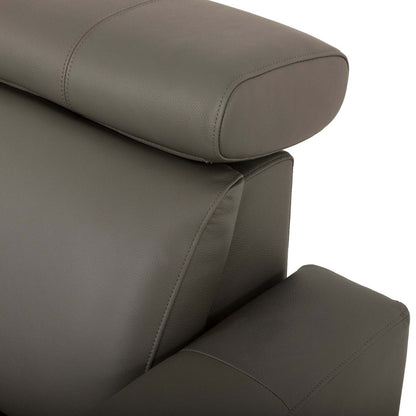 Sofa sectionnel de gauche à inclinaison électrique Valentino 3 pièces en cuir véritable avec appuie-têtes réglables - gris