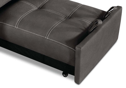 Fauteuil Drake de 41,5 po en tissu de suédine avec pouf rétractable et appuie-têtes relevables - gris ciment