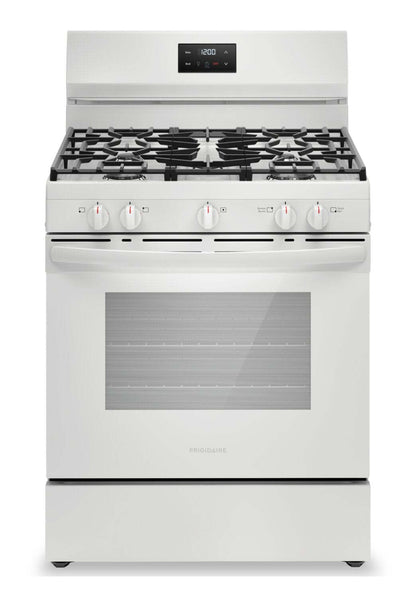 Cuisinière à gaz Frigidaire de 5,1 pi³ avec ébullition rapide et surface de cuisson à 5 brûleurs - blanche - FCRG3052BW | Frigidaire 5,1 Cu. Fort. Cuisinière à gaz avec ébullition rapide et table de cuisson à cinq brûleurs - Blanc - FCRG3052BW