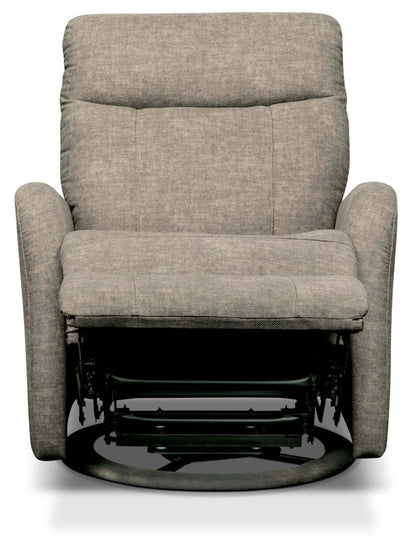 Jeffry 30.3 Fauteuil inclinable pivotant et coulissant en tissu velours - Beige pierre | Fauteuil pivotant, coulissant et inclinable Jeffry de 30,3 po en tissu de velours - beige pierre