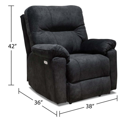 Fauteuil à inclinaison électrique Gybson de 38 po fabriqué au Canada en tissu - gris graphite