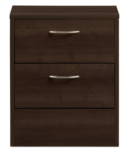 Table de nuit Arlo à 2 tiroirs, 18,3 po (L) x 22 po (H), fabriquée au Canada - brun espresso
