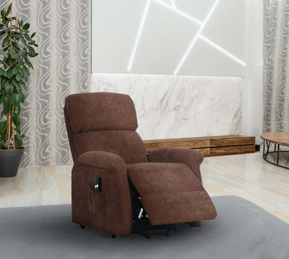 Ruben 32 Fauteuil basculeur à inclinaison électrique en tissu de chenille - brun chocolat