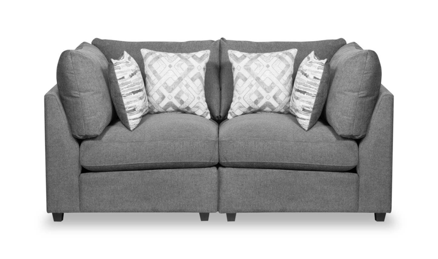 Scott Living Evolve Modular 79 Linen-Look Fabric Loveseat with Removable Feather Down Cushions - Charcoal Grey | Causeuse modulaire Evolve de Scott Living de 79 po en tissu d’apparence lin avec coussins amovibles en duvet et plumes - gris anthracite