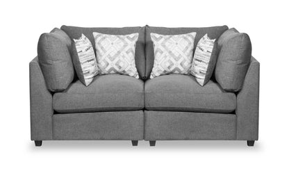 Scott Living Evolve Modular 79 Linen-Look Fabric Loveseat with Removable Feather Down Cushions - Charcoal Grey | Causeuse modulaire Evolve de Scott Living de 79 po en tissu d’apparence lin avec coussins amovibles en duvet et plumes - gris anthracite