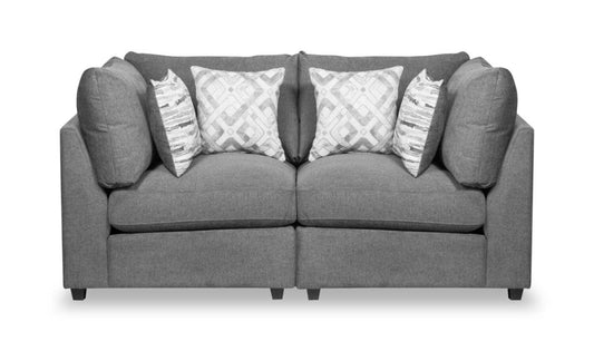 Scott Living Evolve Modular 79 Linen-Look Fabric Loveseat with Removable Feather Down Cushions - Charcoal Grey | Causeuse modulaire Evolve de Scott Living de 79 po en tissu d’apparence lin avec coussins amovibles en duvet et plumes - gris anthracite