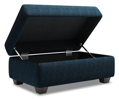 Fabriqué au Canada Pouf de rangement personnalisable The Trunk 39 en tissu de chenille - Bleu Indigo de luxe | Pouf de rangement The Trunk de Sofa Lab de 39 po fabriqué au Canada en tissu chenille - bleu Indigo de luxe | TRUN3193