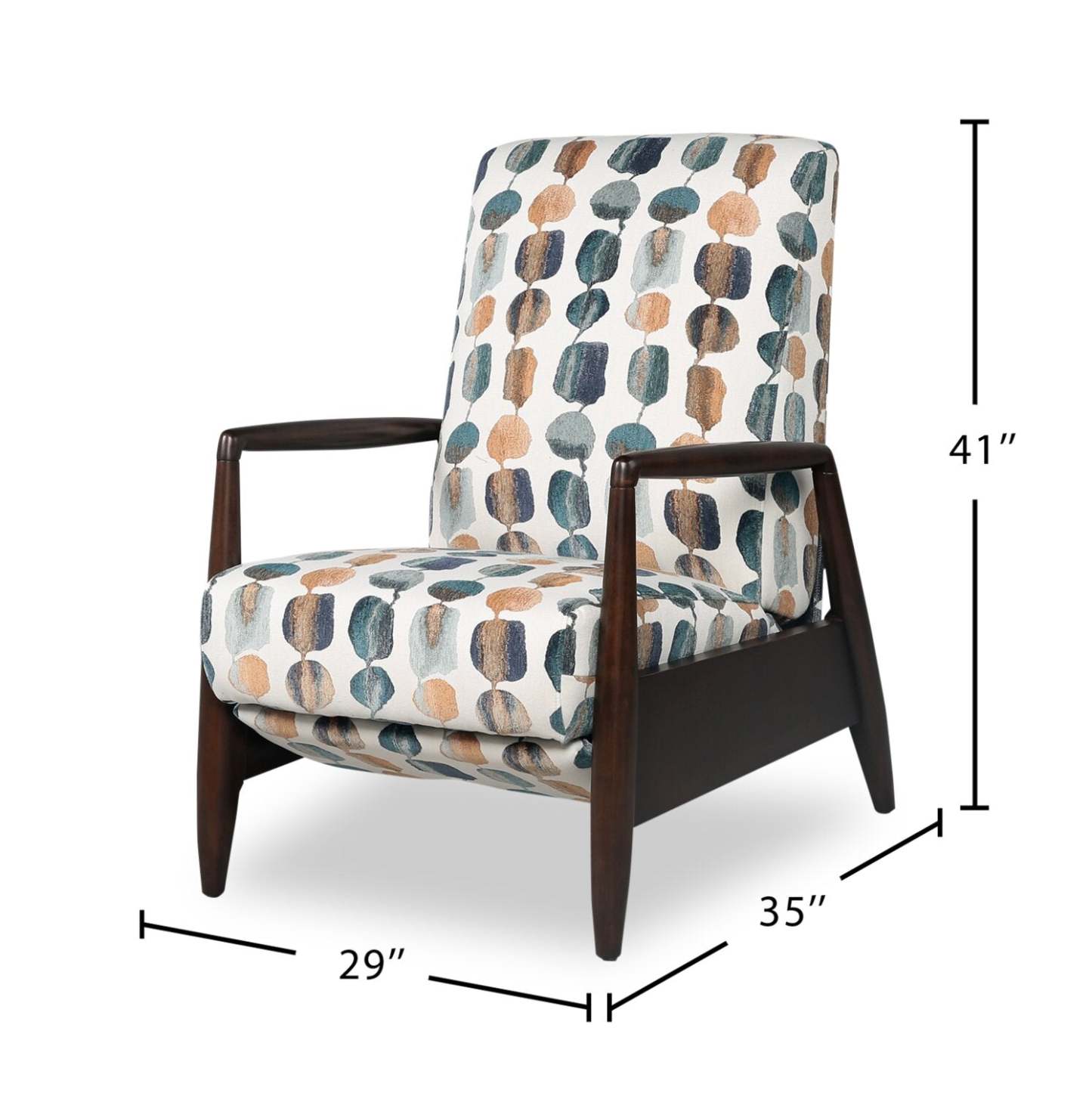 Raven 28,5 Fauteuil d’appoint à inclinaison par poussée en tissu de chenille - bleu sarcelle multicolore