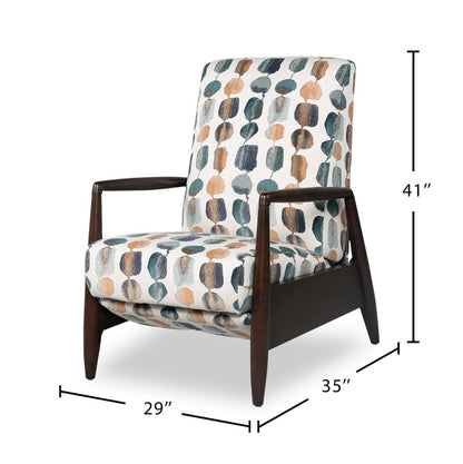 Raven 28,5 Fauteuil d’appoint à inclinaison par poussée en tissu de chenille - bleu sarcelle multicolore